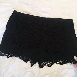 Black Lace Mini Shorts (Size 0)